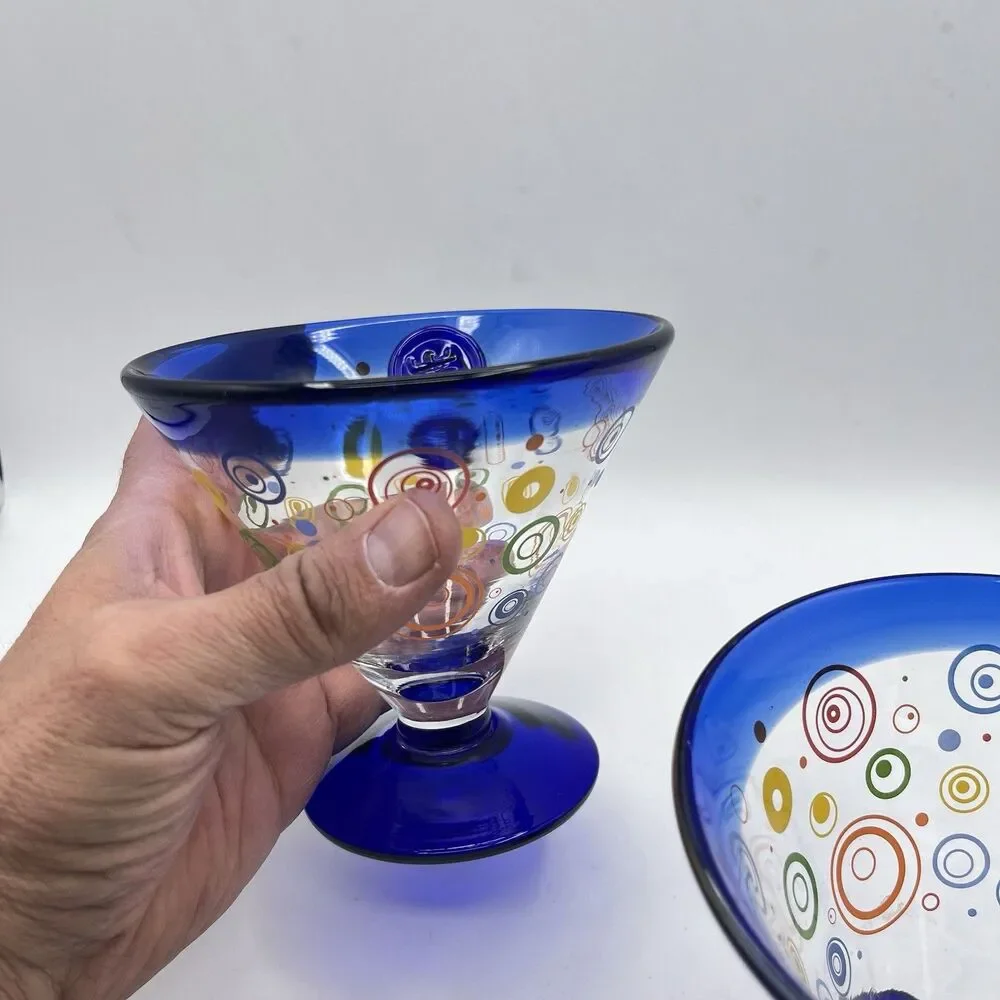 Royal Caribbean Kosta Boda Cocktail Glasses 2009 Hand blown Cobalt Blue 2